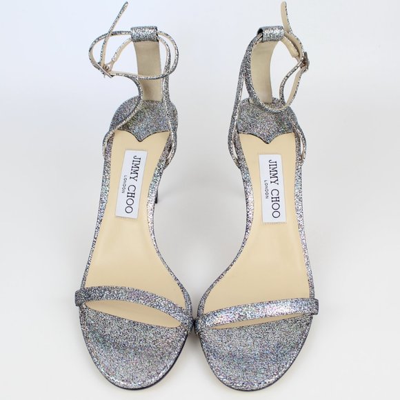 New JIMMY CHOO Minny 85 Glitter Heels– Strappy Sandals for Party, Wedding, Gala - Picture 9 of 15